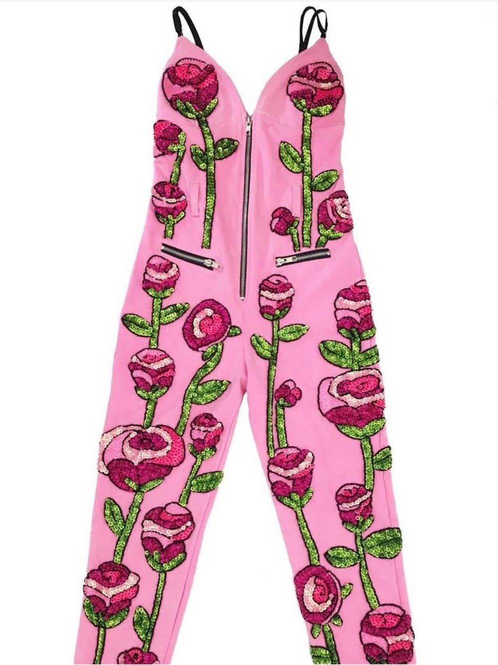 🎉RARE🎉  Pink Roses Sequin Jumpsuit – Size S (NWOT)